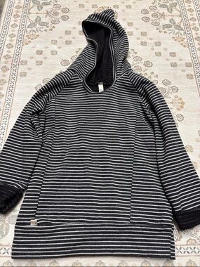 Kids Black & White Striped Hoodie Sweatshirt